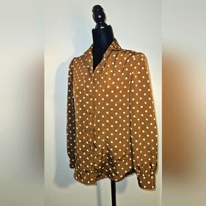 The Villager, Vintage Brown and White Polkadot, button-u